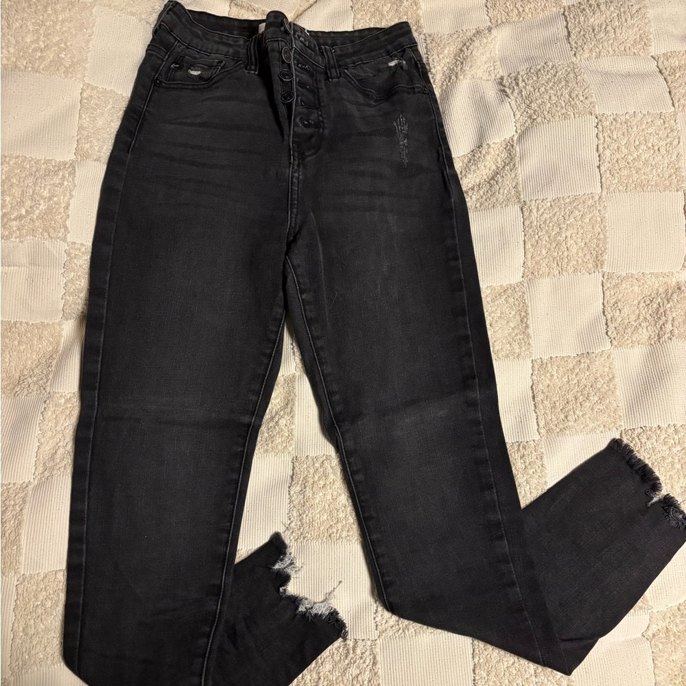 KanCan Women's Charcoal High Rise Jeans